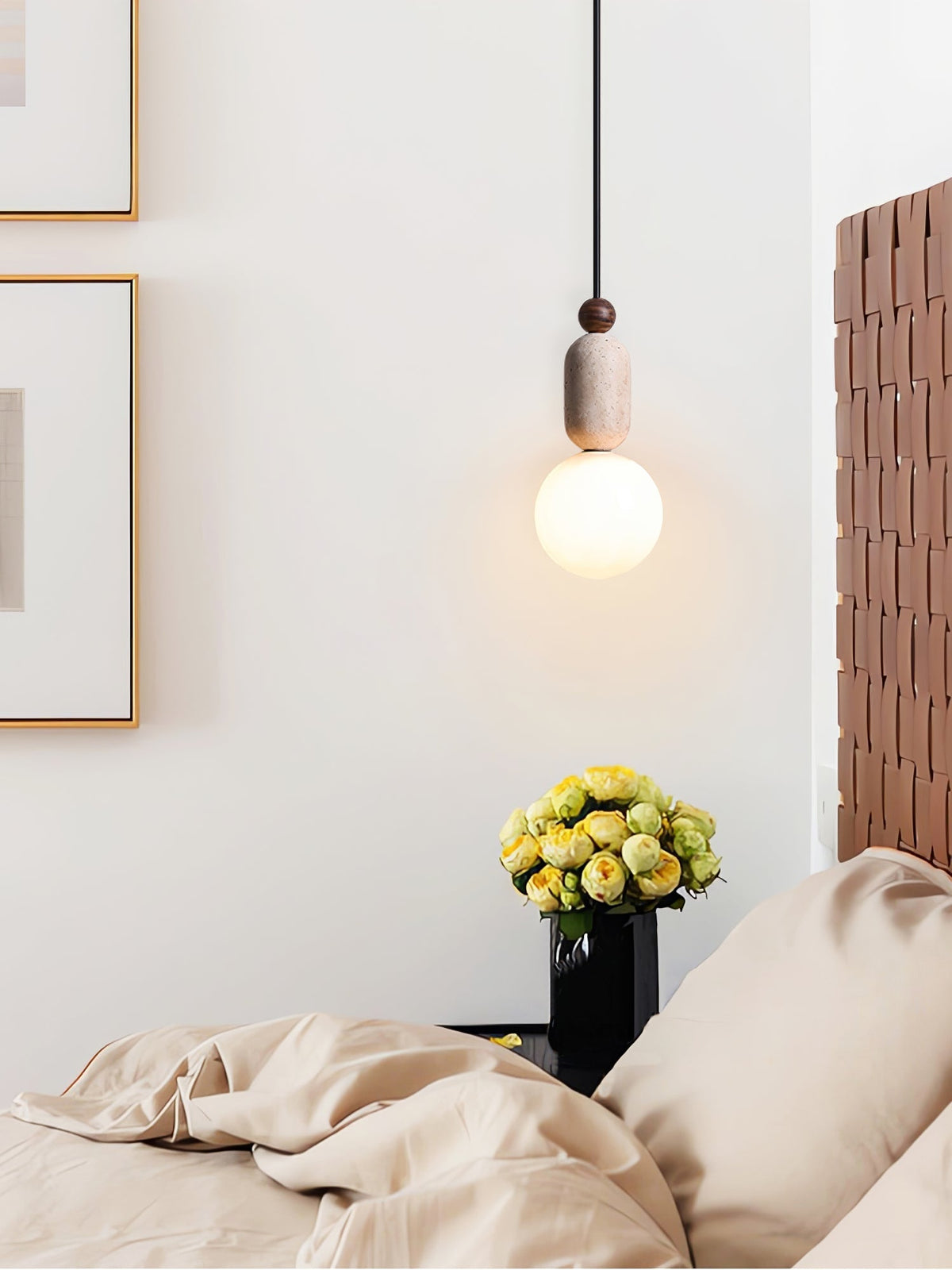 Ambient Warm Glow Pendant Light With Travertine