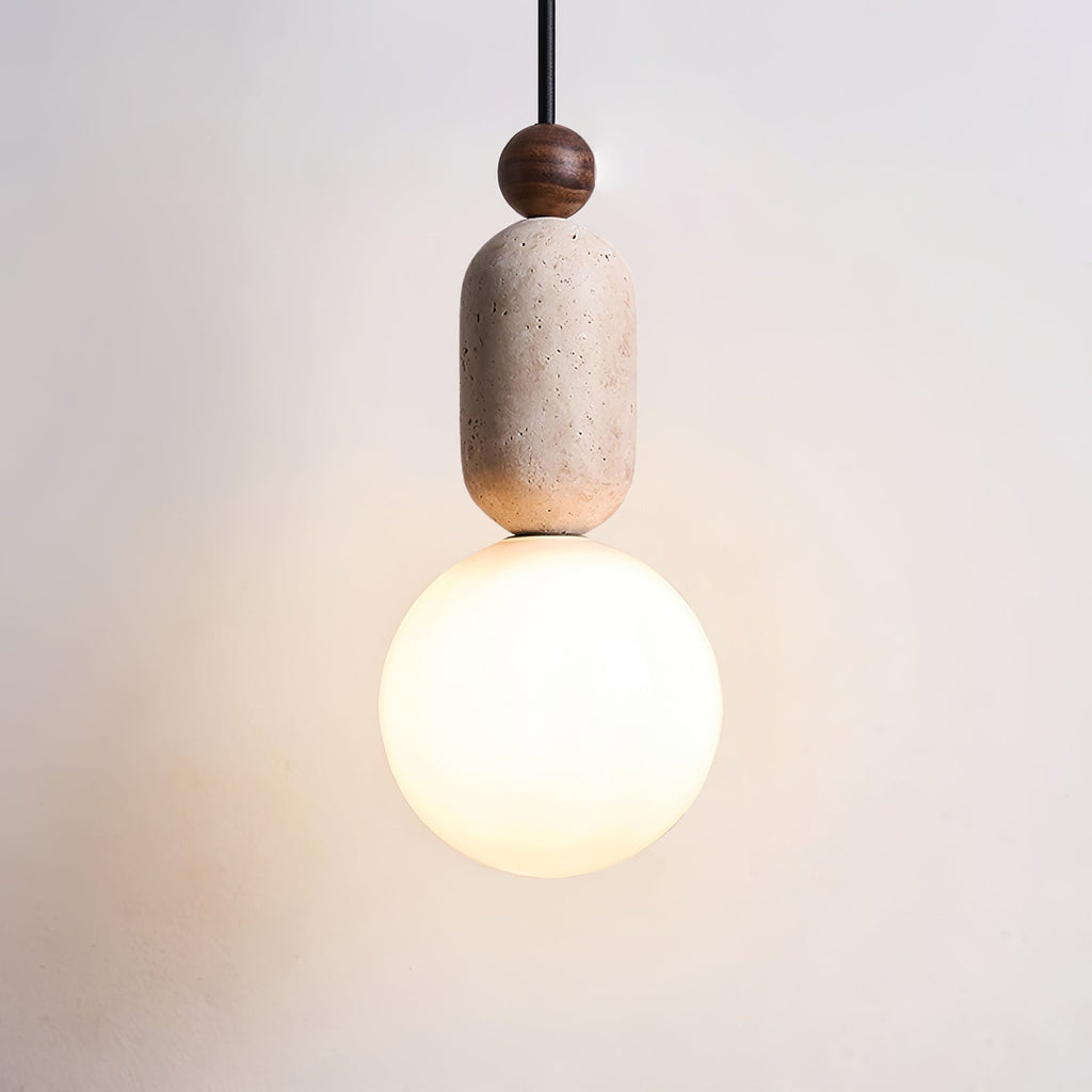 Ambient Warm Glow Pendant Light With Travertine