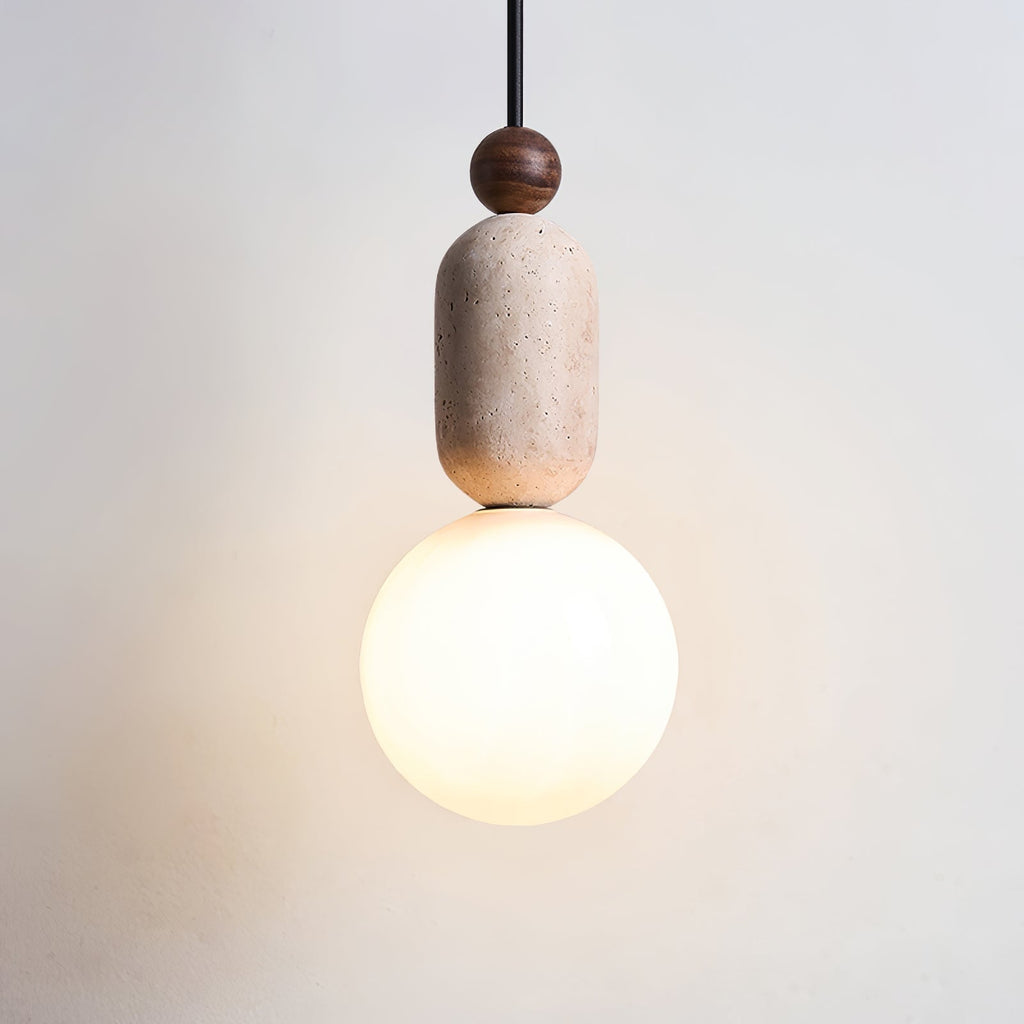 Ambient Warm Glow Pendant Light With Travertine