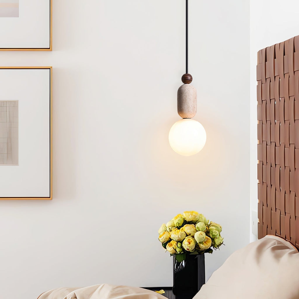 Ambient Warm Glow Pendant Light With Travertine