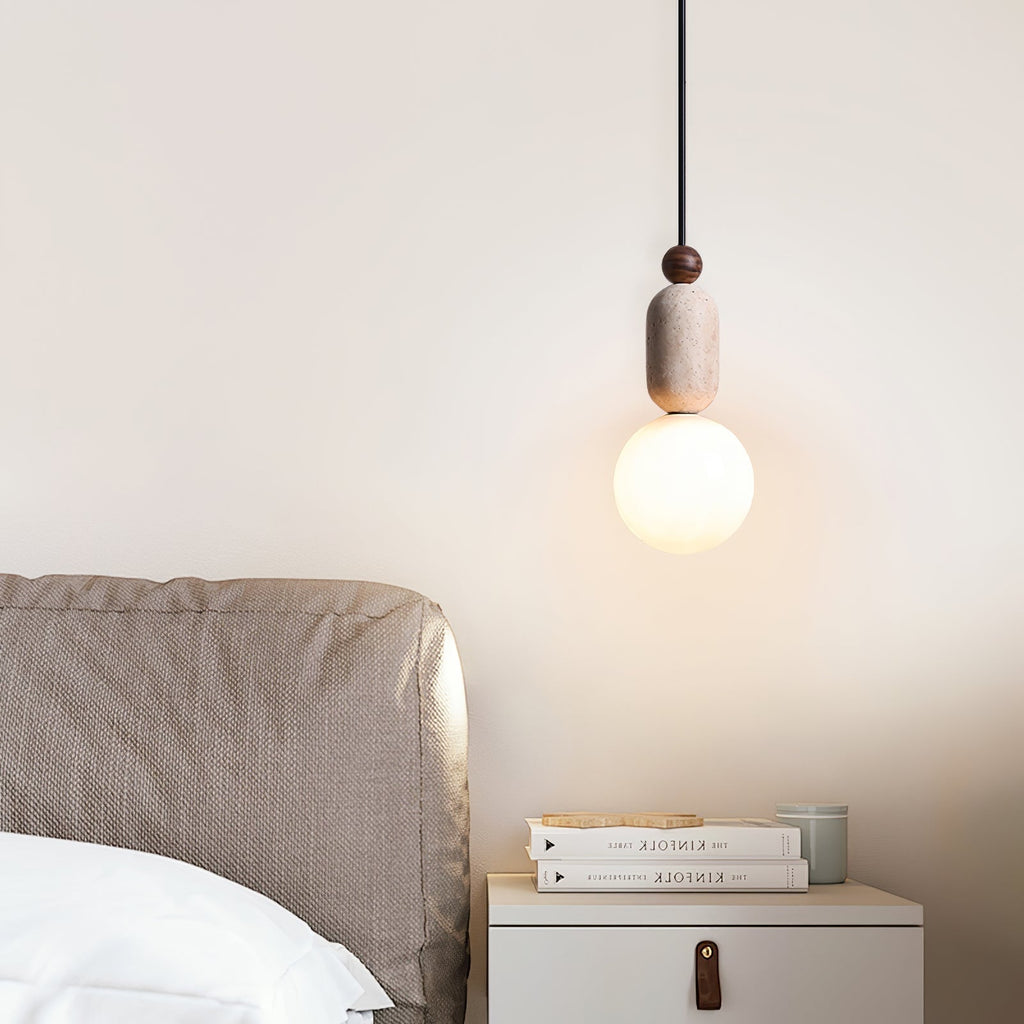 Ambient Warm Glow Pendant Light With Travertine