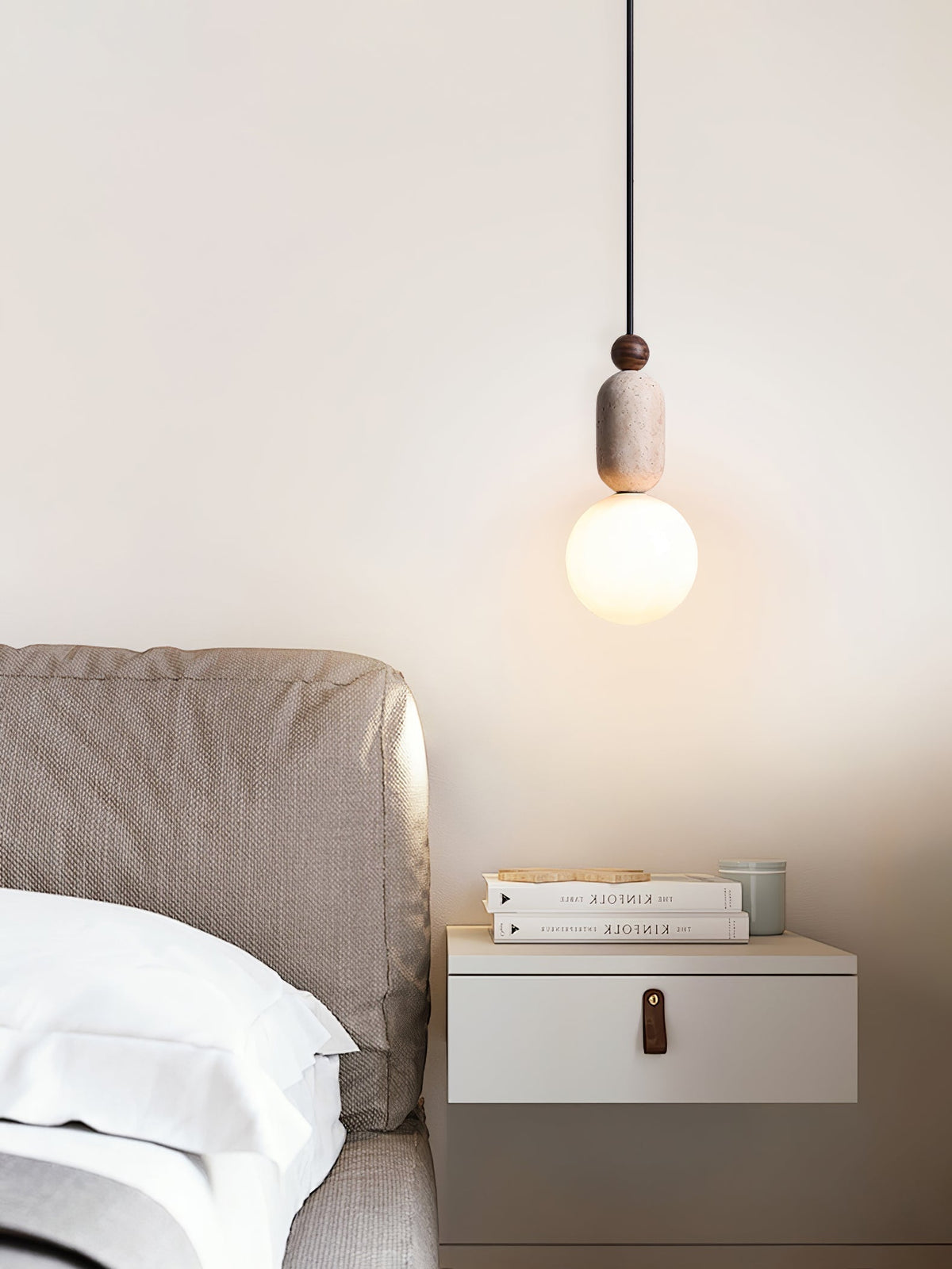 Ambient Warm Glow Pendant Light With Travertine