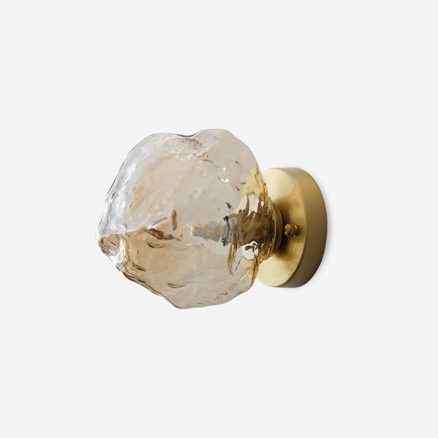 Brass Body G9 Socket Damp Rated Amber Glass Wall Light