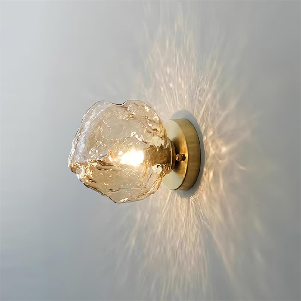 Brass Body G9 Socket Damp Rated Amber Glass Wall Light