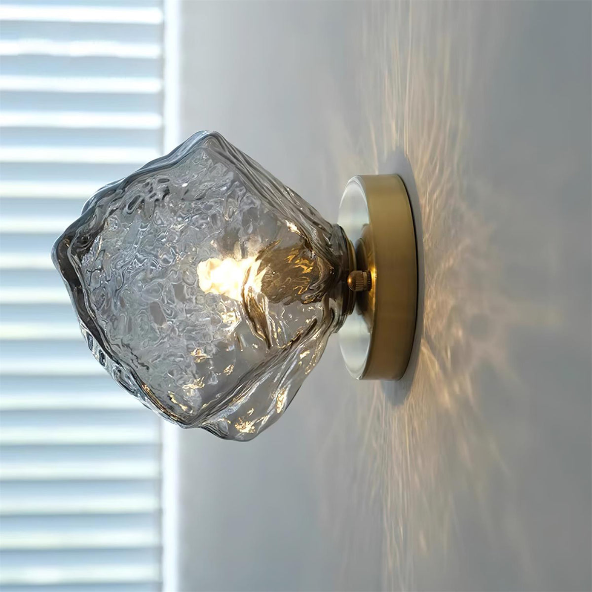 Brass Body G9 Socket Damp Rated Amber Glass Wall Light