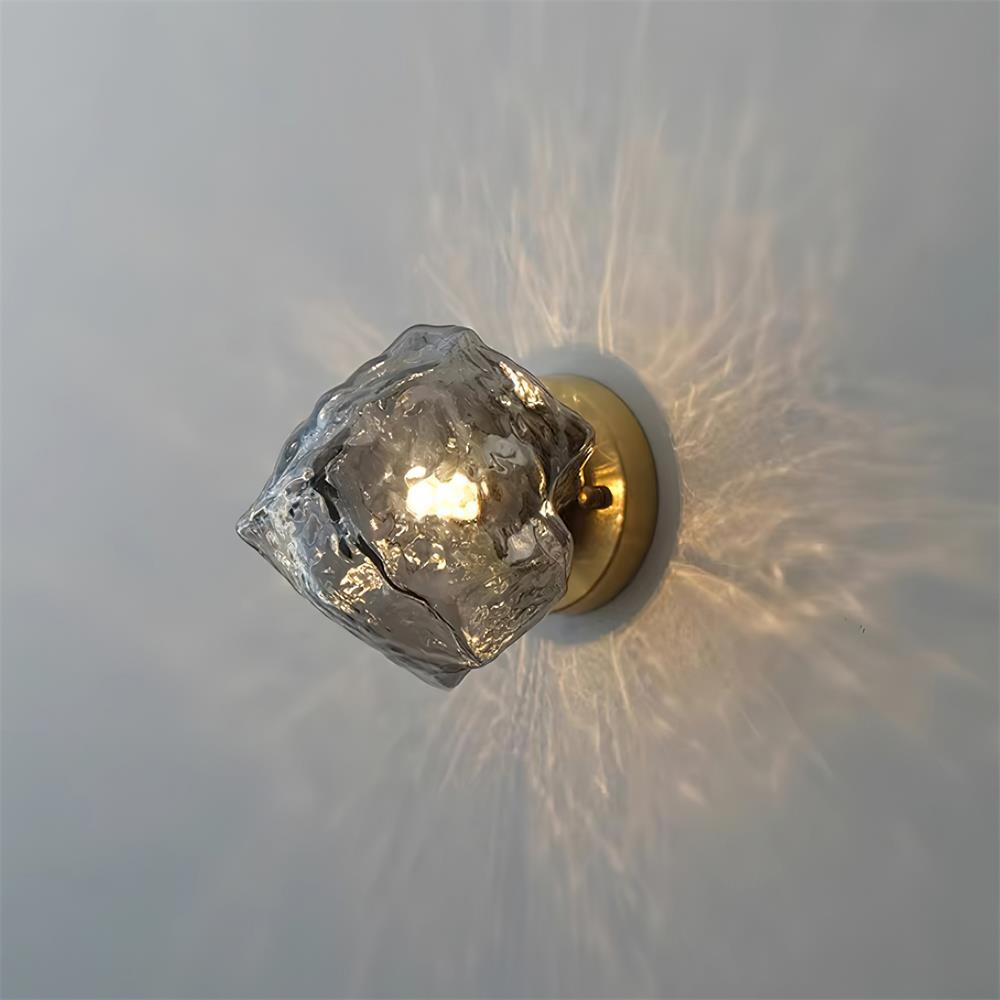 Brass Body G9 Socket Damp Rated Amber Glass Wall Light