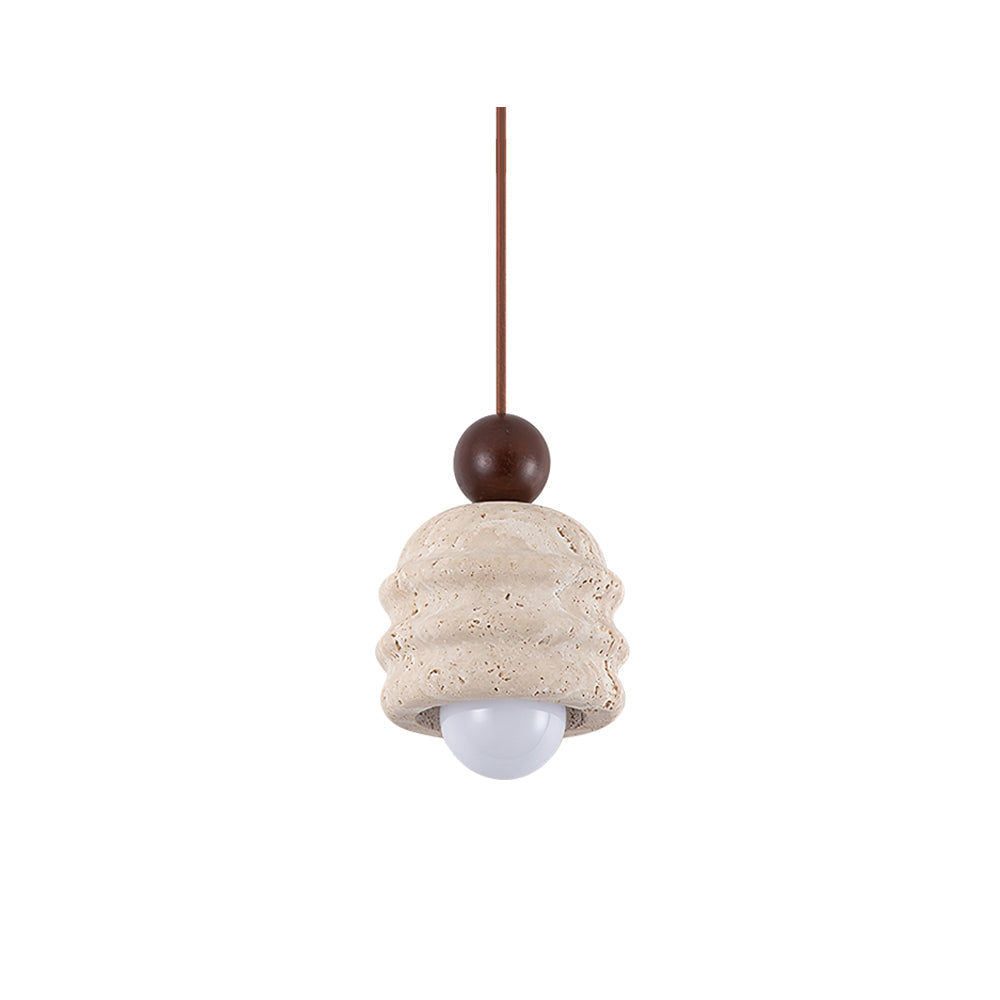 Natural Glow Sculpted Travertine Ripple Pendant Light