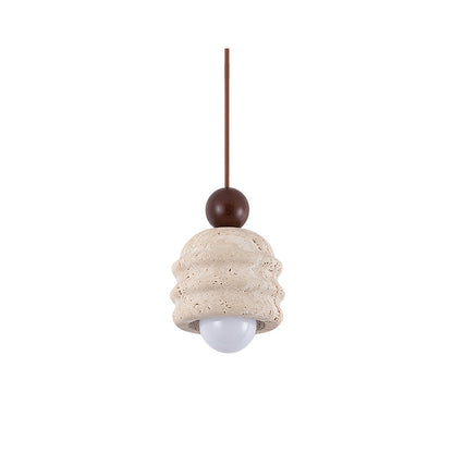 Natural Glow Sculpted Travertine Ripple Pendant Light
