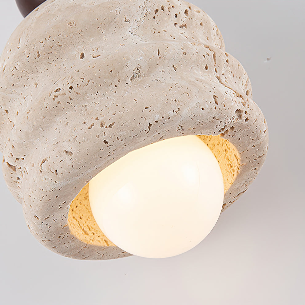 Natural Glow Sculpted Travertine Ripple Pendant Light