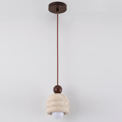 Natural Glow Sculpted Travertine Ripple Pendant Light