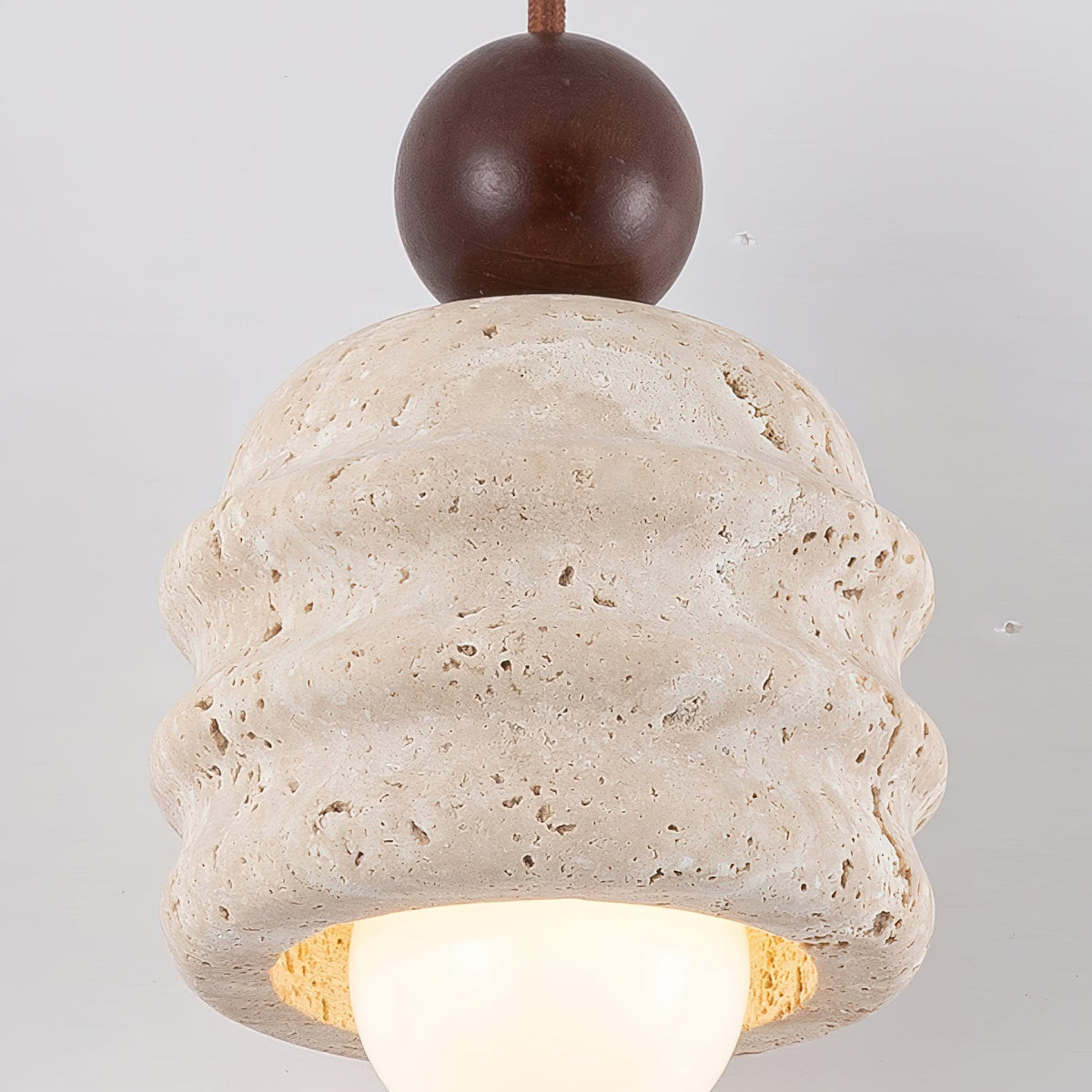 Natural Glow Sculpted Travertine Ripple Pendant Light