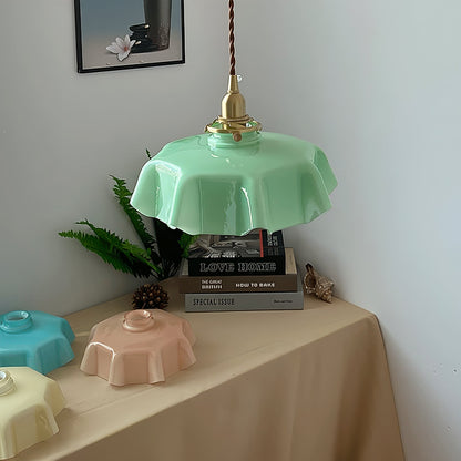 Pendant Pleated Ivory Lamp Farmhouse Charm With