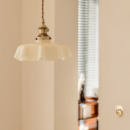 Pendant Pleated Ivory Lamp Farmhouse Charm With