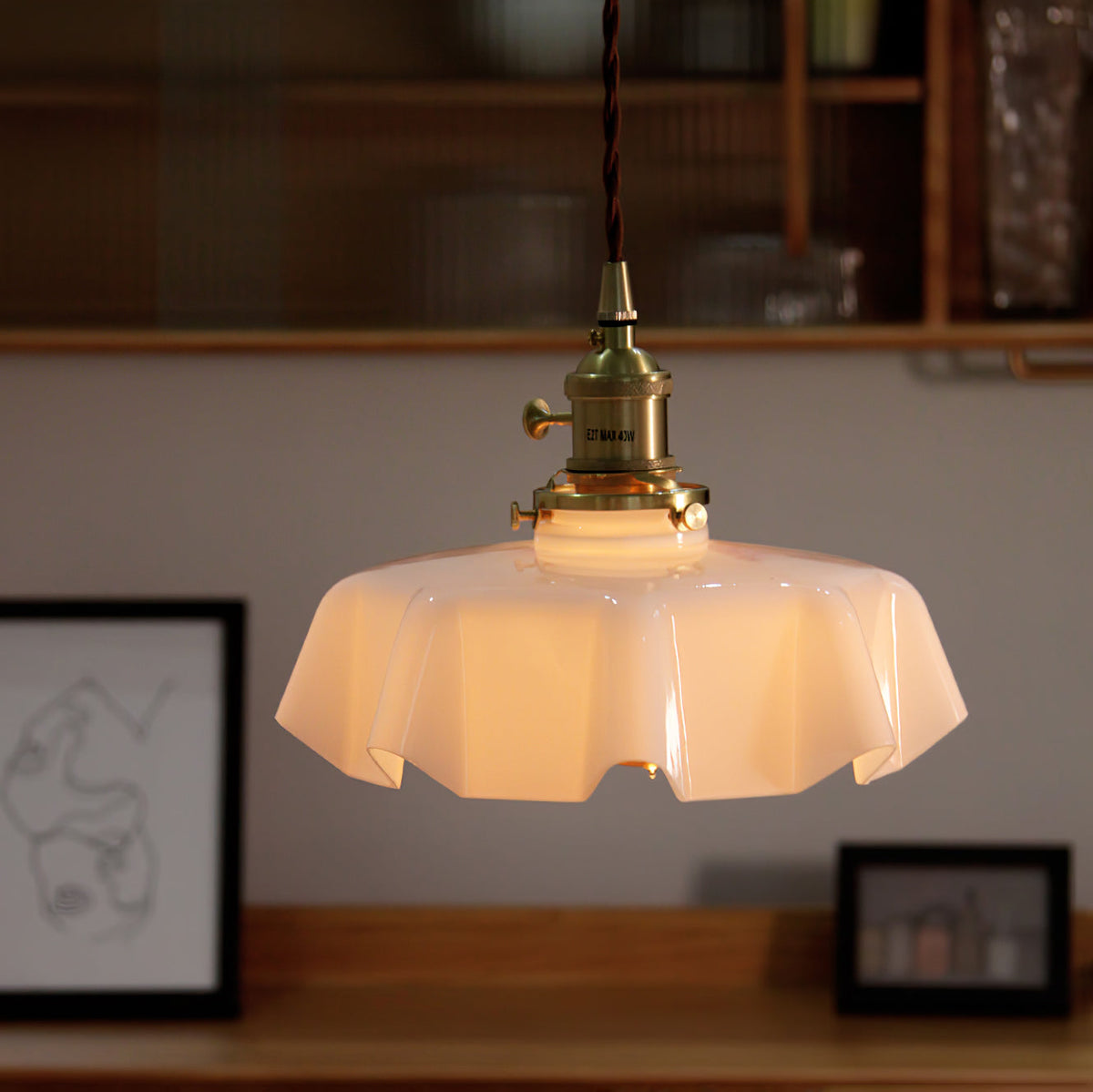 Pendant Pleated Ivory Lamp Farmhouse Charm With