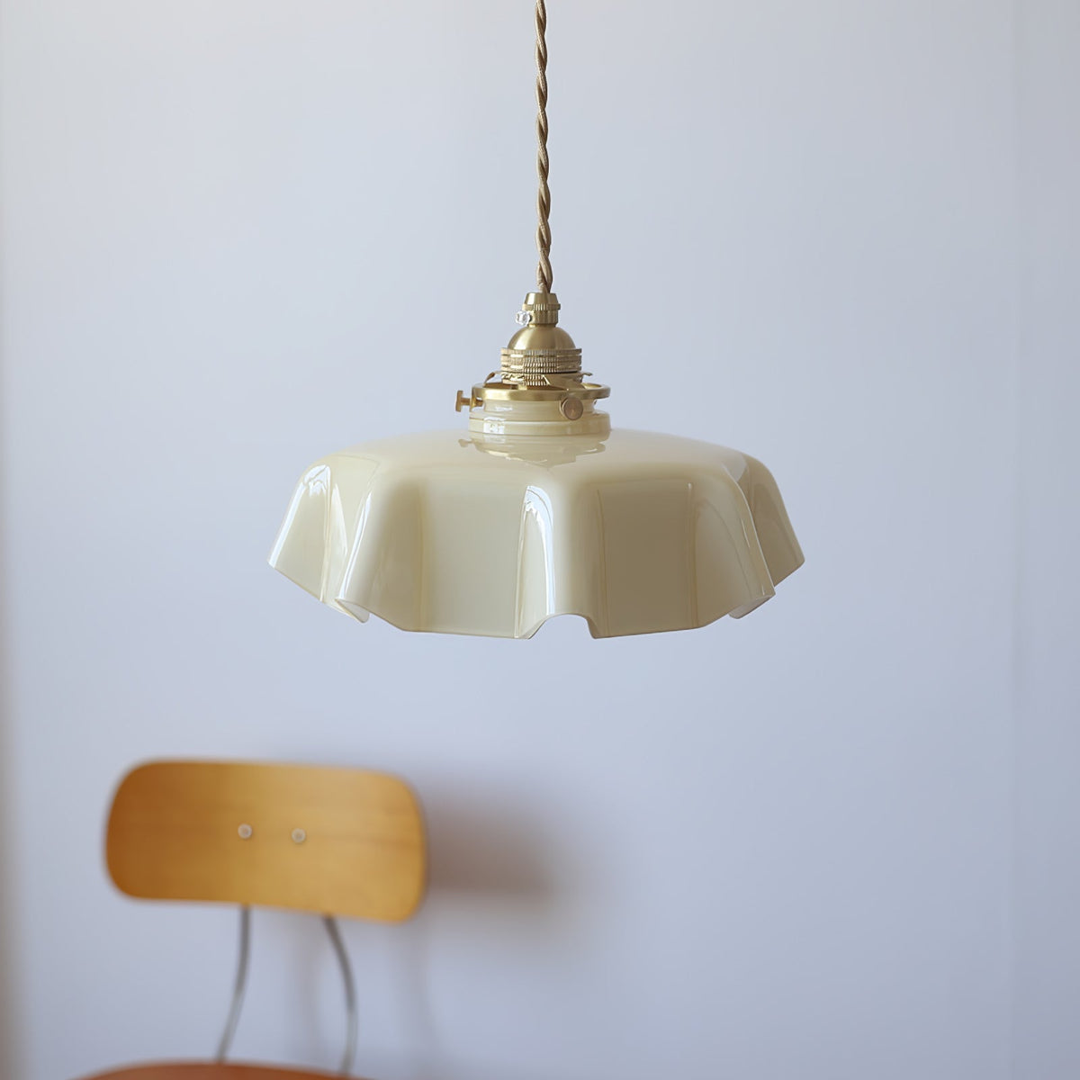 Pendant Pleated Ivory Lamp Farmhouse Charm With