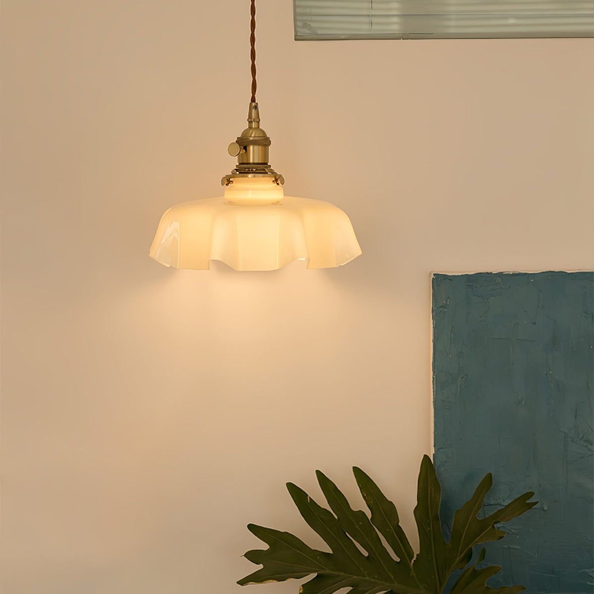 Pendant Pleated Ivory Lamp Farmhouse Charm With