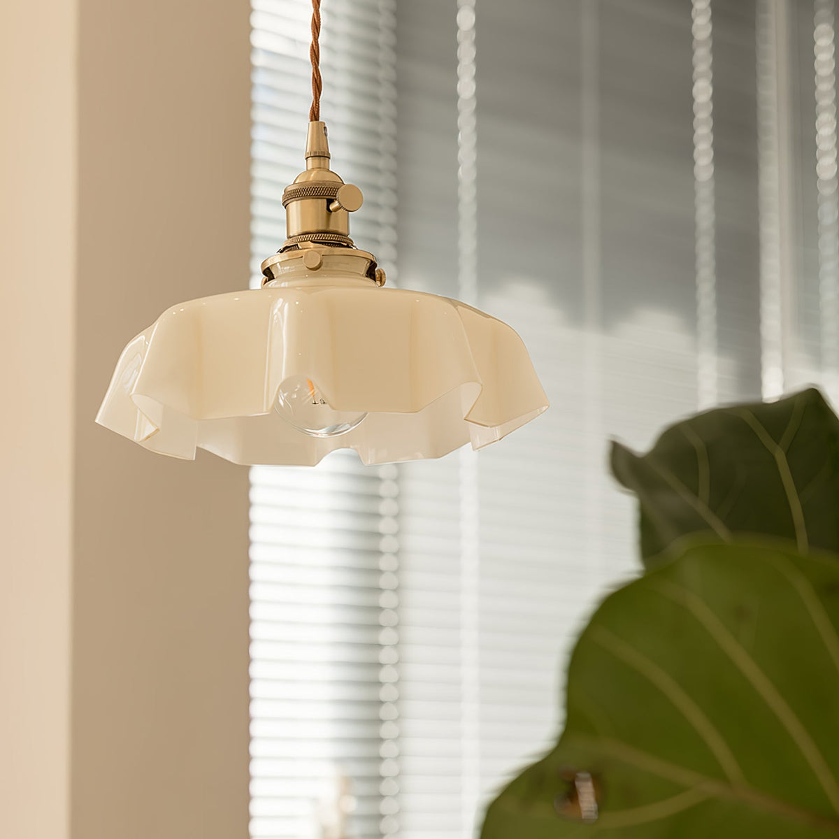 Pendant Pleated Ivory Lamp Farmhouse Charm With