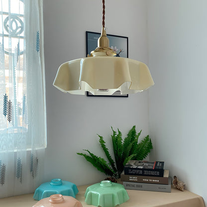 Pendant Pleated Ivory Lamp Farmhouse Charm With