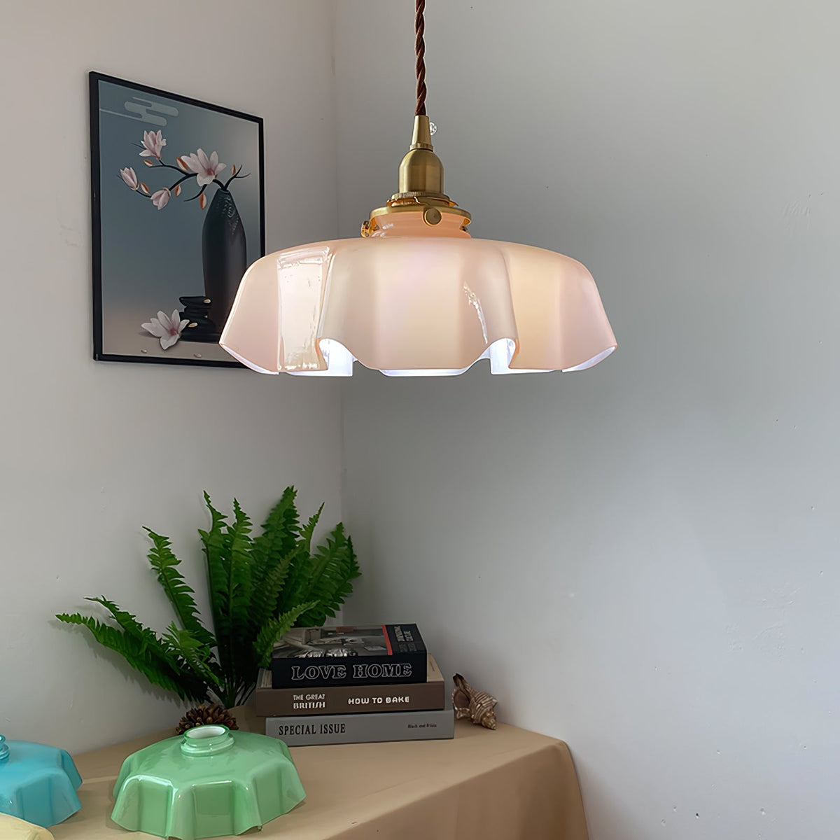 Pendant Pleated Ivory Lamp Farmhouse Charm With