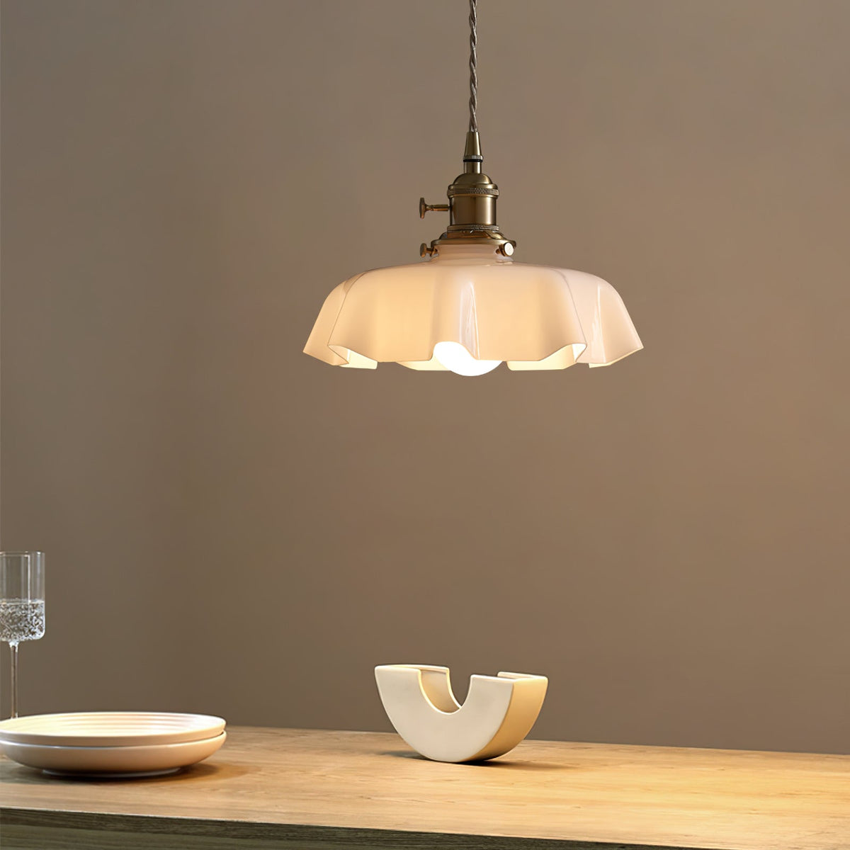 Pendant Pleated Ivory Lamp Farmhouse Charm With