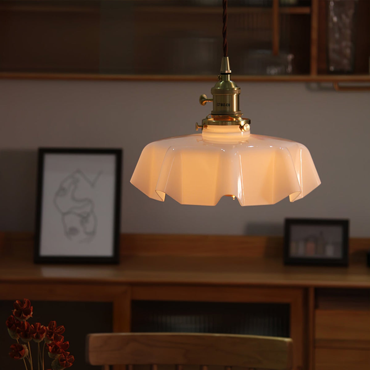 Pendant Pleated Ivory Lamp Farmhouse Charm With