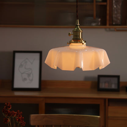 Pendant Pleated Ivory Lamp Farmhouse Charm With