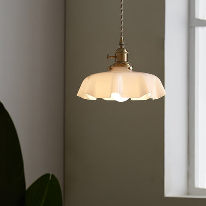 Pendant Pleated Ivory Lamp Farmhouse Charm With