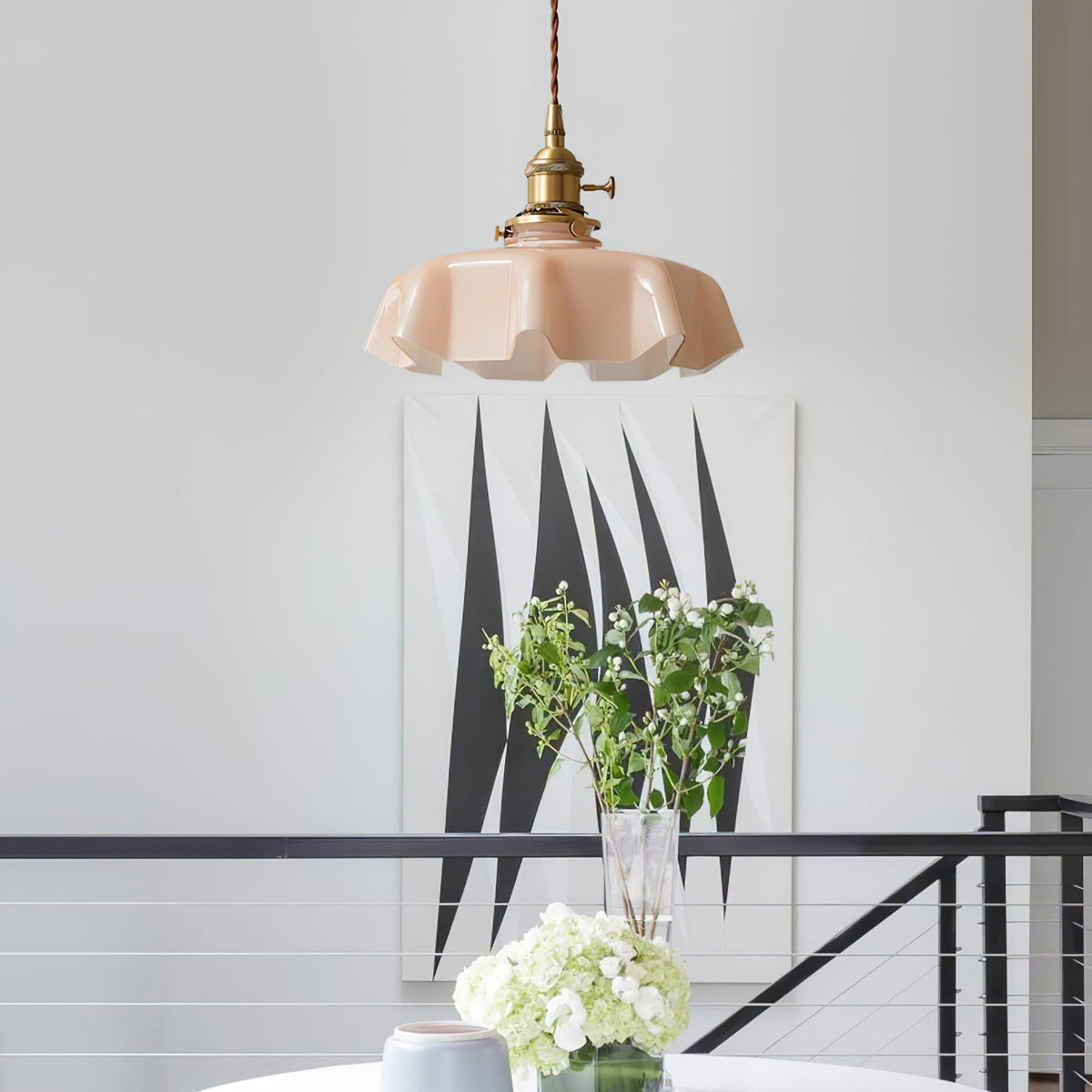 Pendant Pleated Ivory Lamp Farmhouse Charm With