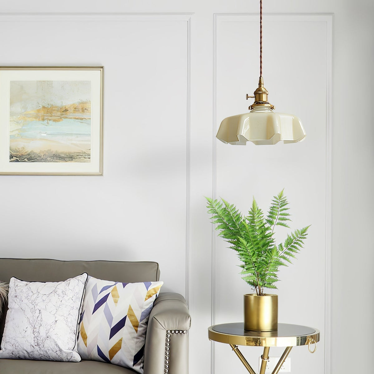 Pendant Pleated Ivory Lamp Farmhouse Charm With