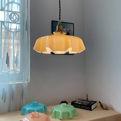 Pendant Pleated Ivory Lamp Farmhouse Charm With