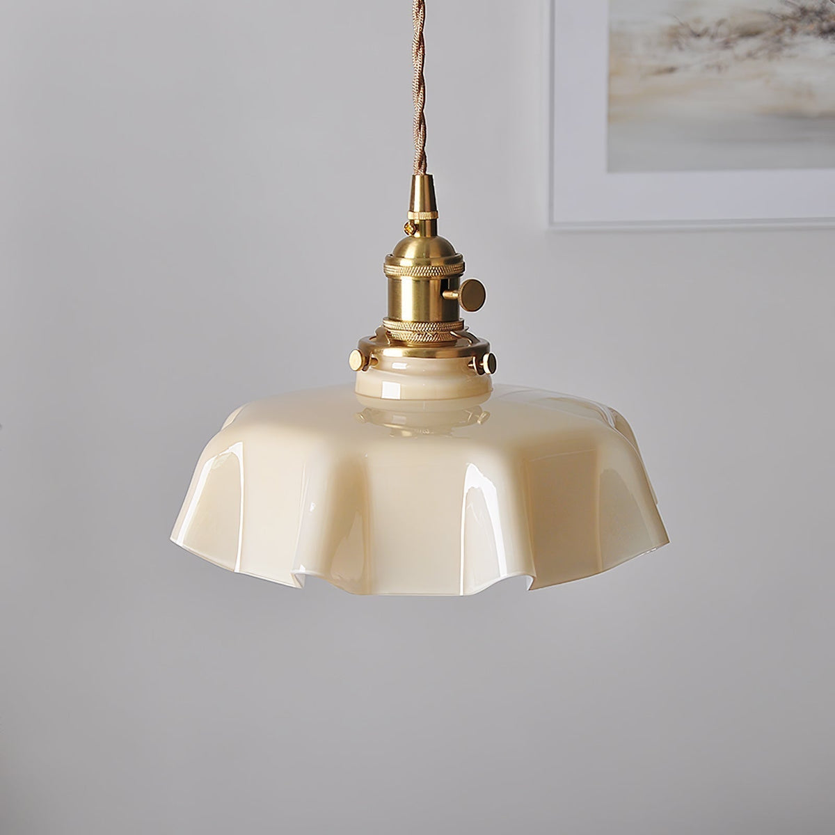 Pendant Pleated Ivory Lamp Farmhouse Charm With