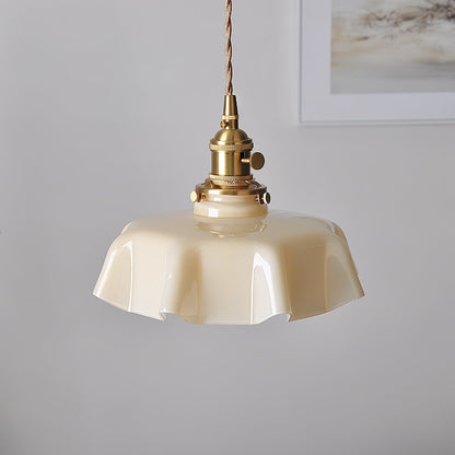 Pendant Pleated Ivory Lamp Farmhouse Charm With