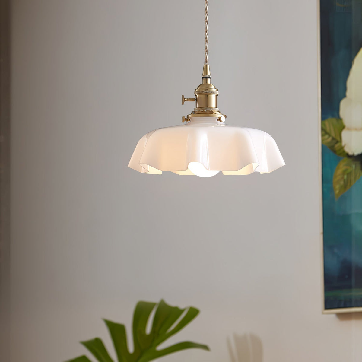 Pendant Pleated Ivory Lamp Farmhouse Charm With