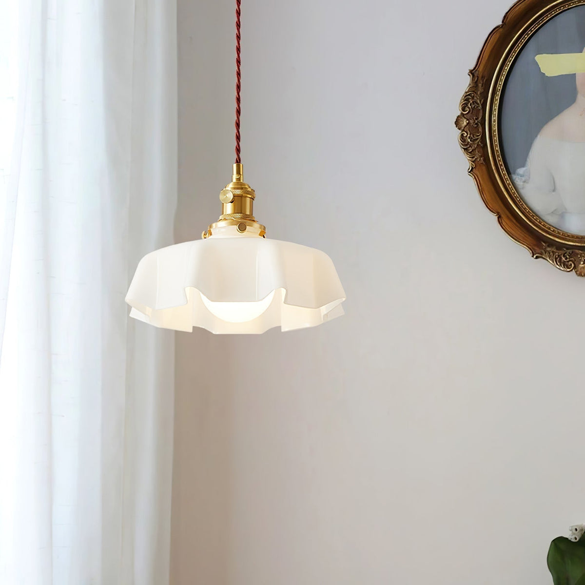 Pendant Pleated Ivory Lamp Farmhouse Charm With