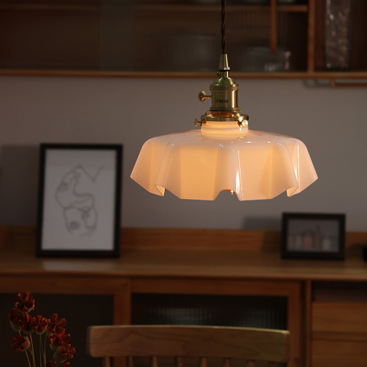 Pendant Pleated Ivory Lamp Farmhouse Charm With