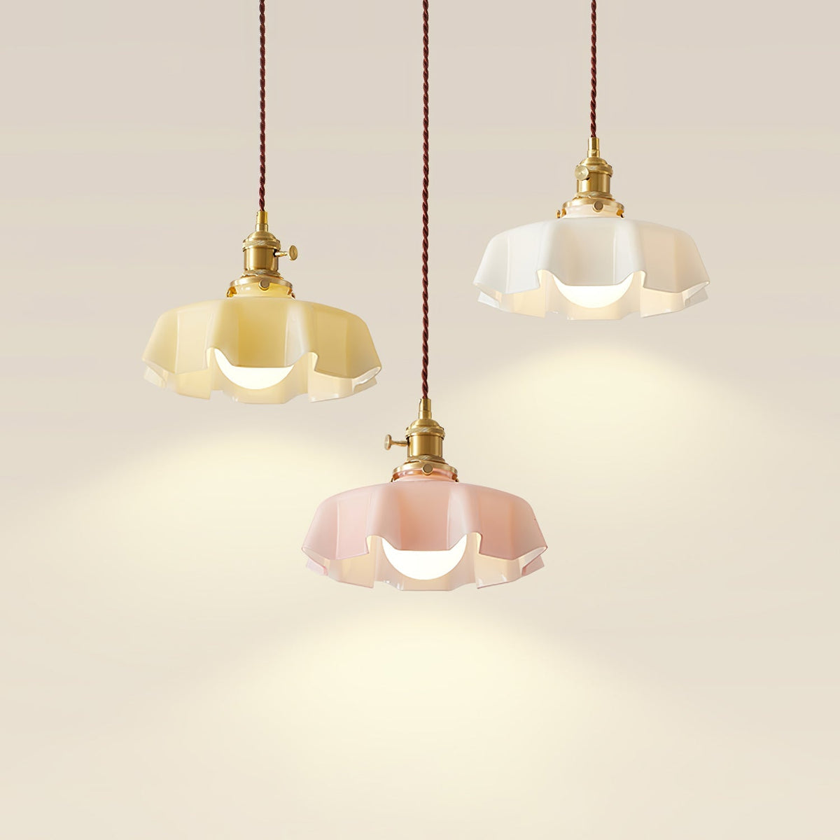 Pendant Pleated Ivory Lamp Farmhouse Charm With
