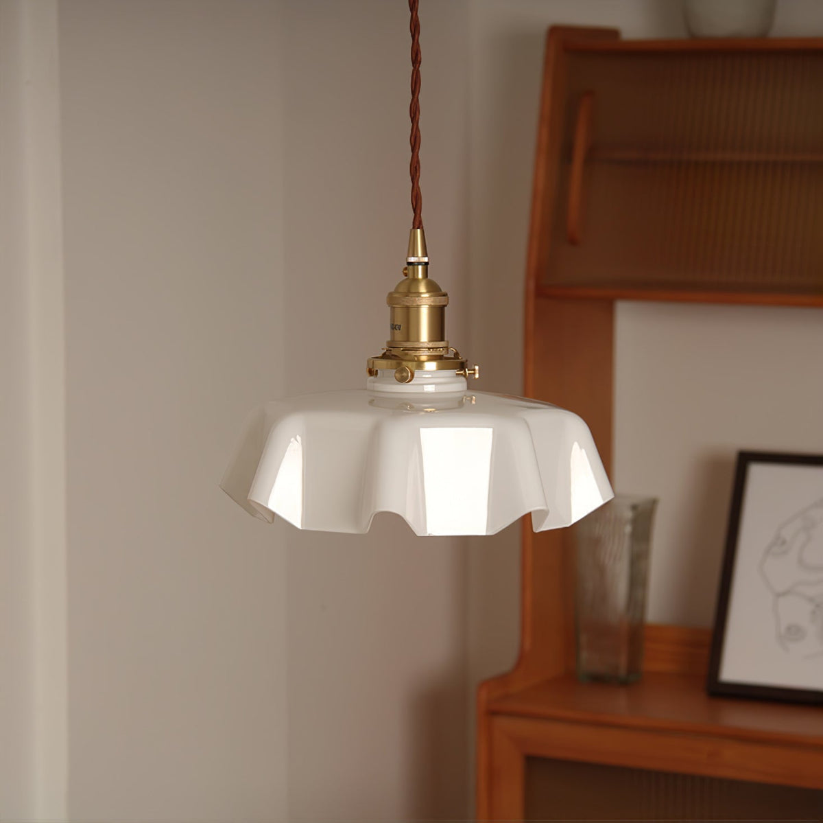 Pendant Pleated Ivory Lamp Farmhouse Charm With