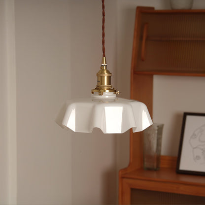 Pendant Pleated Ivory Lamp Farmhouse Charm With