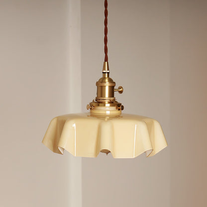 Pendant Pleated Ivory Lamp Farmhouse Charm With
