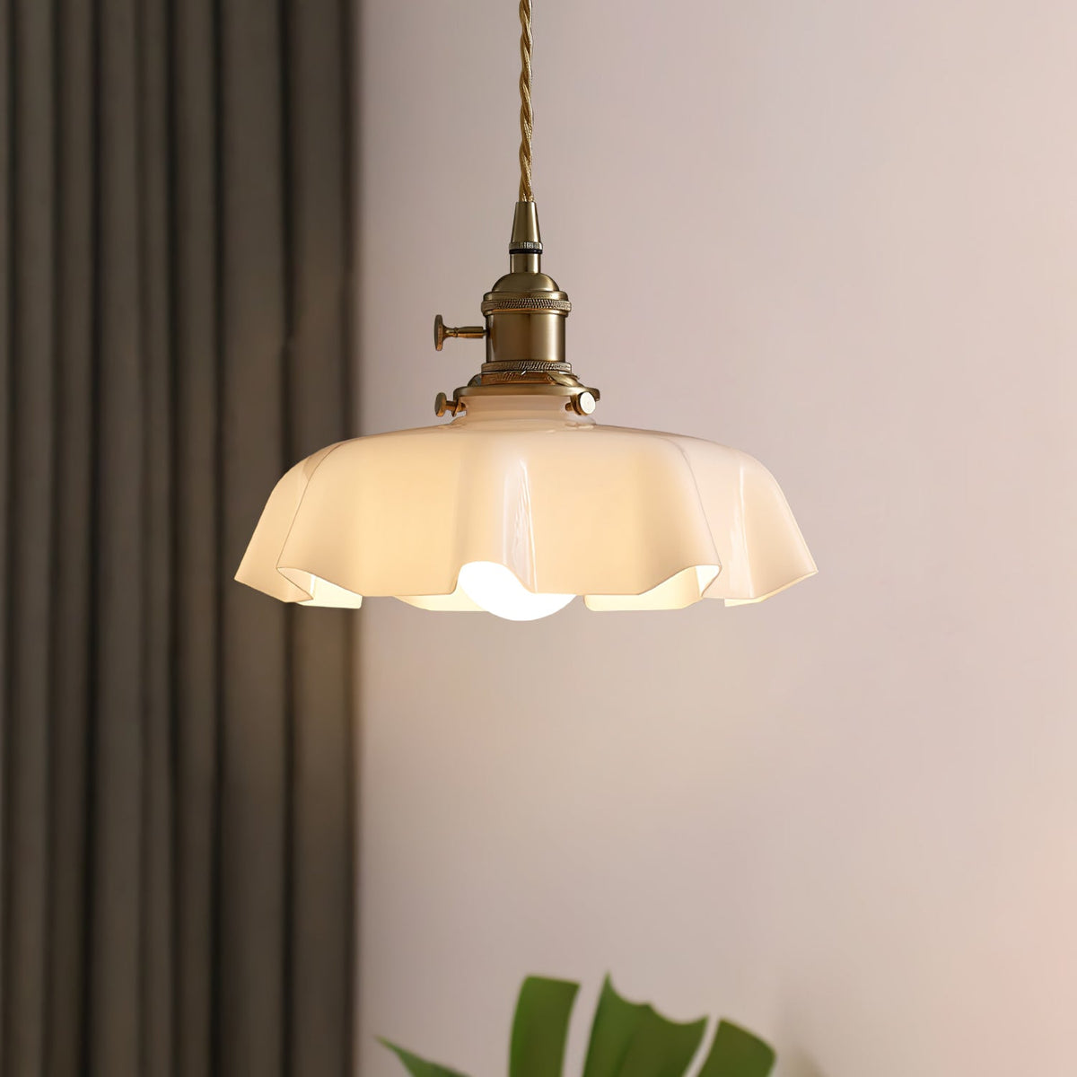 Pendant Pleated Ivory Lamp Farmhouse Charm With
