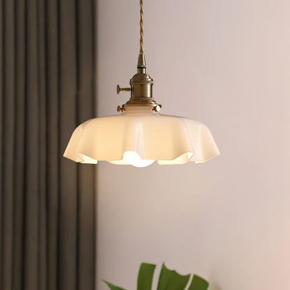 Pendant Pleated Ivory Lamp Farmhouse Charm With