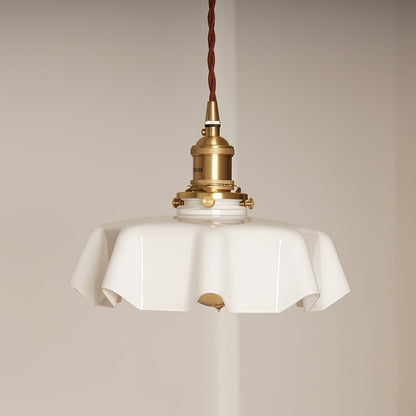 Pendant Pleated Ivory Lamp Farmhouse Charm With