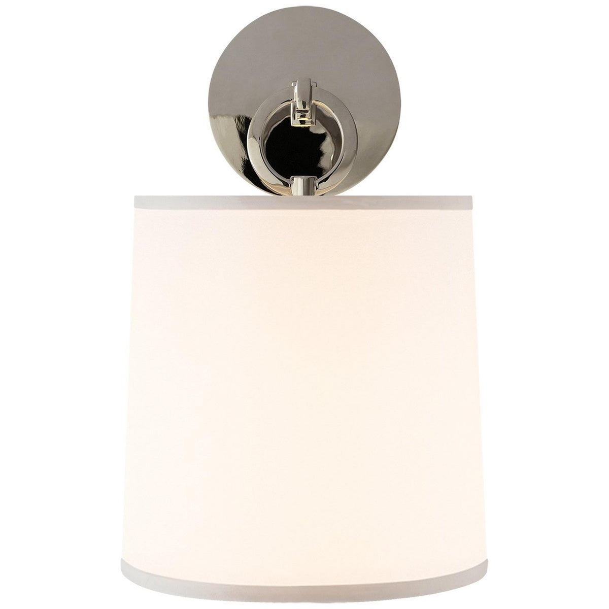 Cylindrical Fabric Shade Wall Lamp With Brass Farmhouse Ring