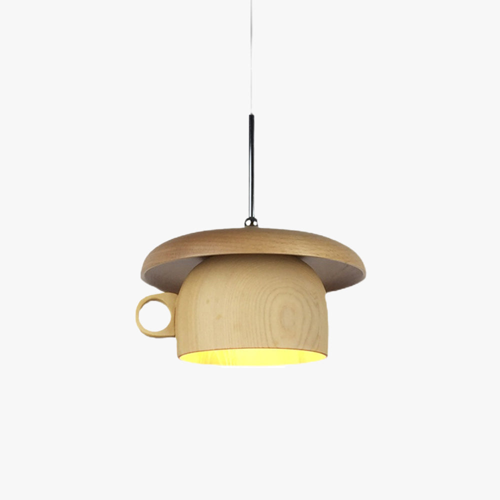 Pendant Light For Cozy Bedroom Ambience Vintage Wood Cup
