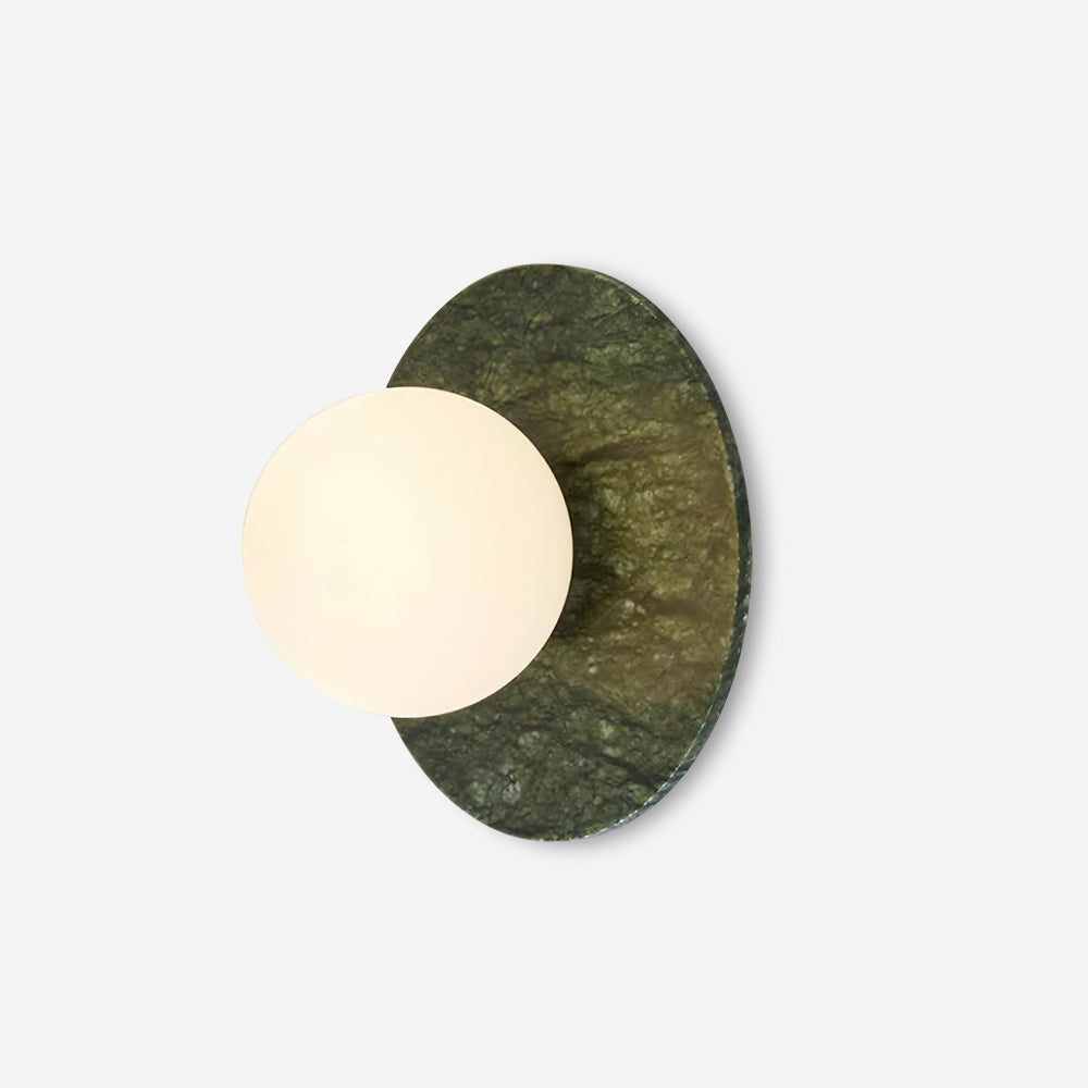 Frosted Glass Wall Light With Green Marble Globe