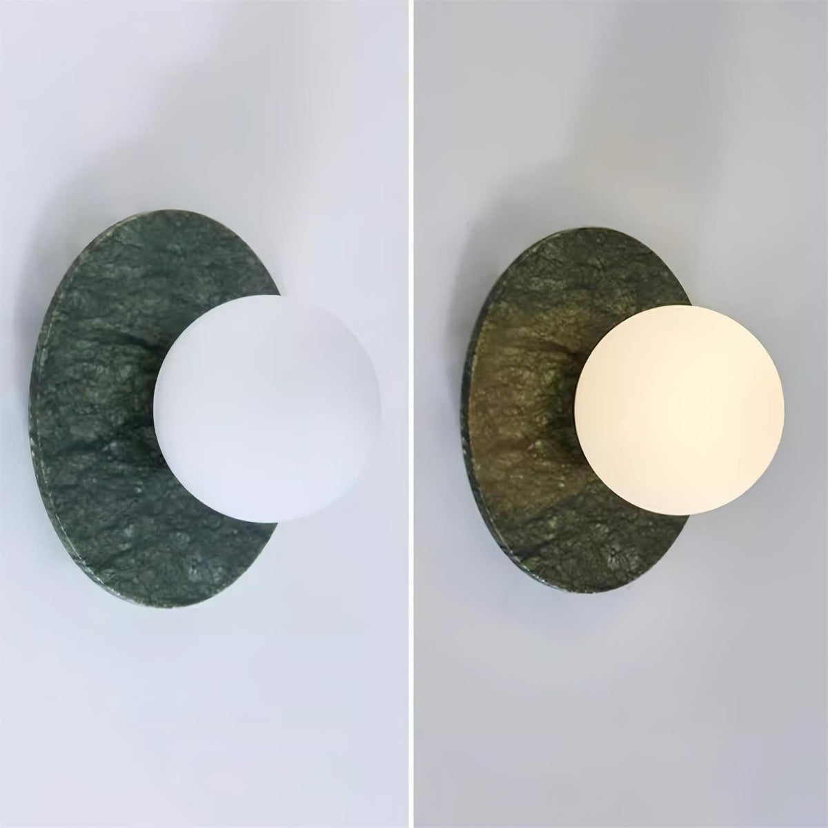 Frosted Glass Wall Light With Green Marble Globe