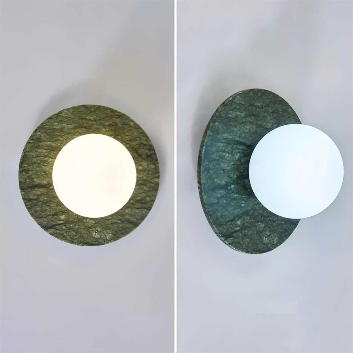Frosted Glass Wall Light With Green Marble Globe