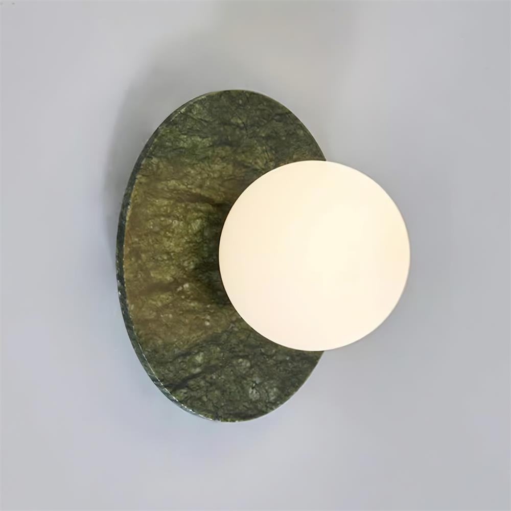 Frosted Glass Wall Light With Green Marble Globe