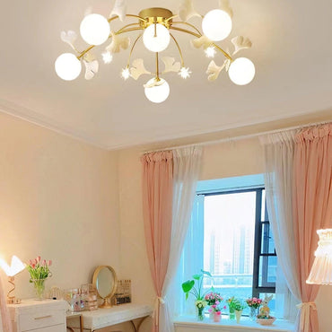 White Gold Metal Ceramic Nordic Globe Flush Mount Ceiling Light