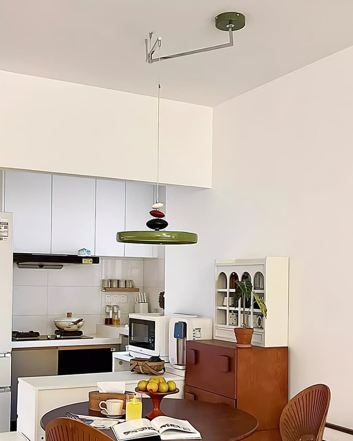 Modern Decor Metal Pendant Lamp With Round Acrylic Shade